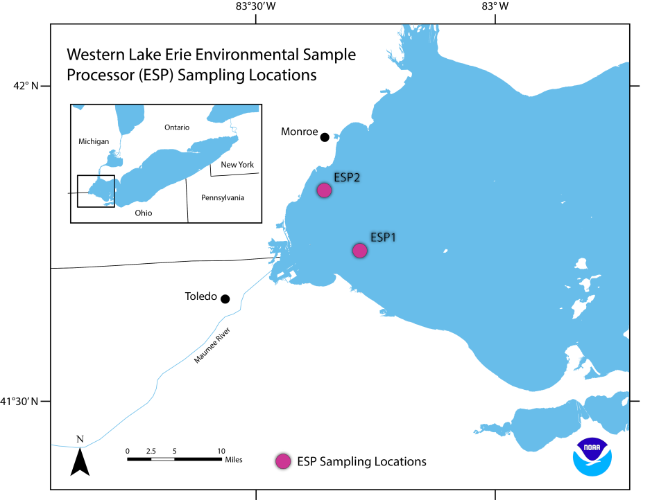 Map of Western Lake Erie sampling locations